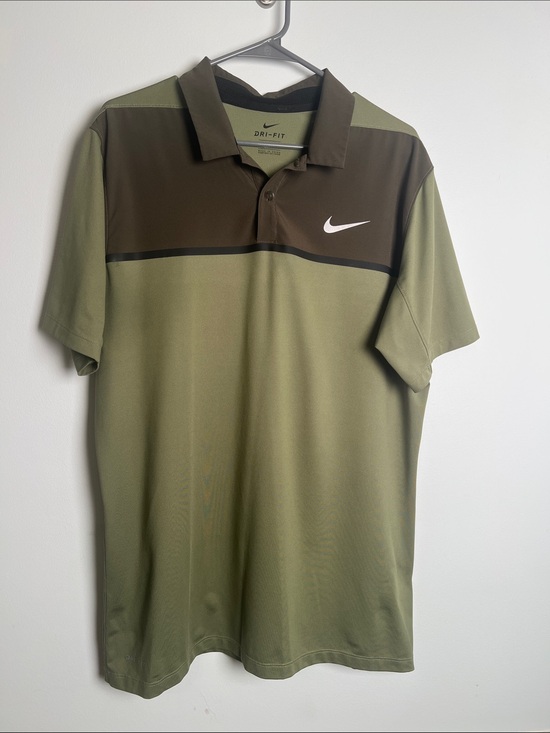 Nike Other - Nike Olive Green & Dark Olive Striped Dri-FIT Polo